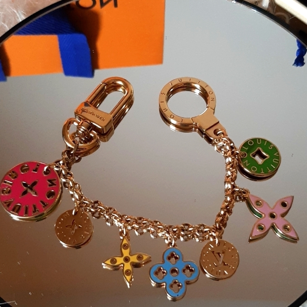 Louis Vuitton Authentic Monogram Multicolor Looping Chain Key Ring EUC - Picture 8 of 12
